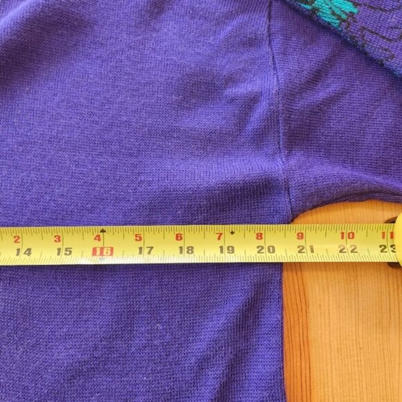 Vintage Purple Floral Tunic Sweater Cottagecore Academia 90s 1990s Knit … - Picture 8 of 10